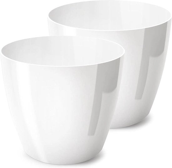 Set di due vasi di plastica decorativi per piante grandi e piccole, diametro 18 cm