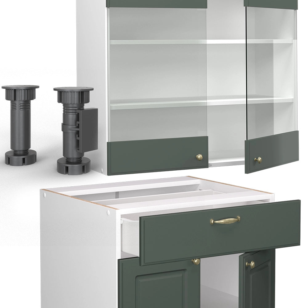 Cucina componibile Fame-Line Verde-oro rustico/Bianco 235 cm, PL Antracite Vicco