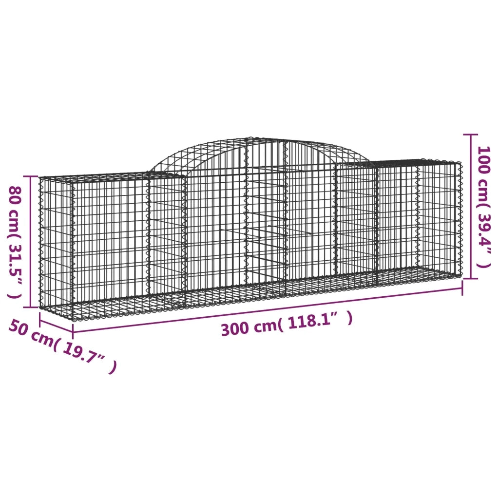 Cesti Gabbioni ad Arco 5 pz 300x50x80/100 cm Ferro Zincato 3146686