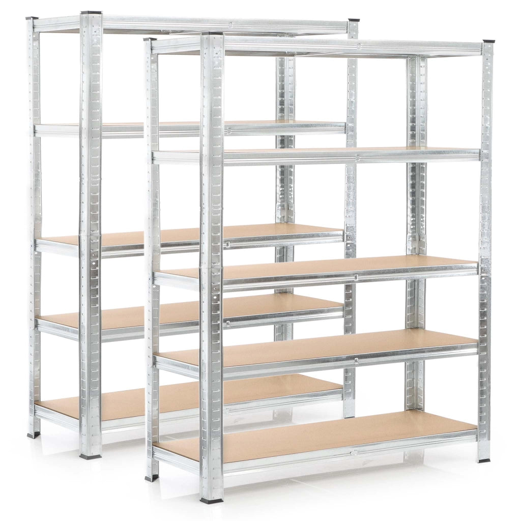 Set 2x scaffali a incastro per carichi pesanti 180x120x40cm Max 875kg l’uno Acciaio 5 ripiani