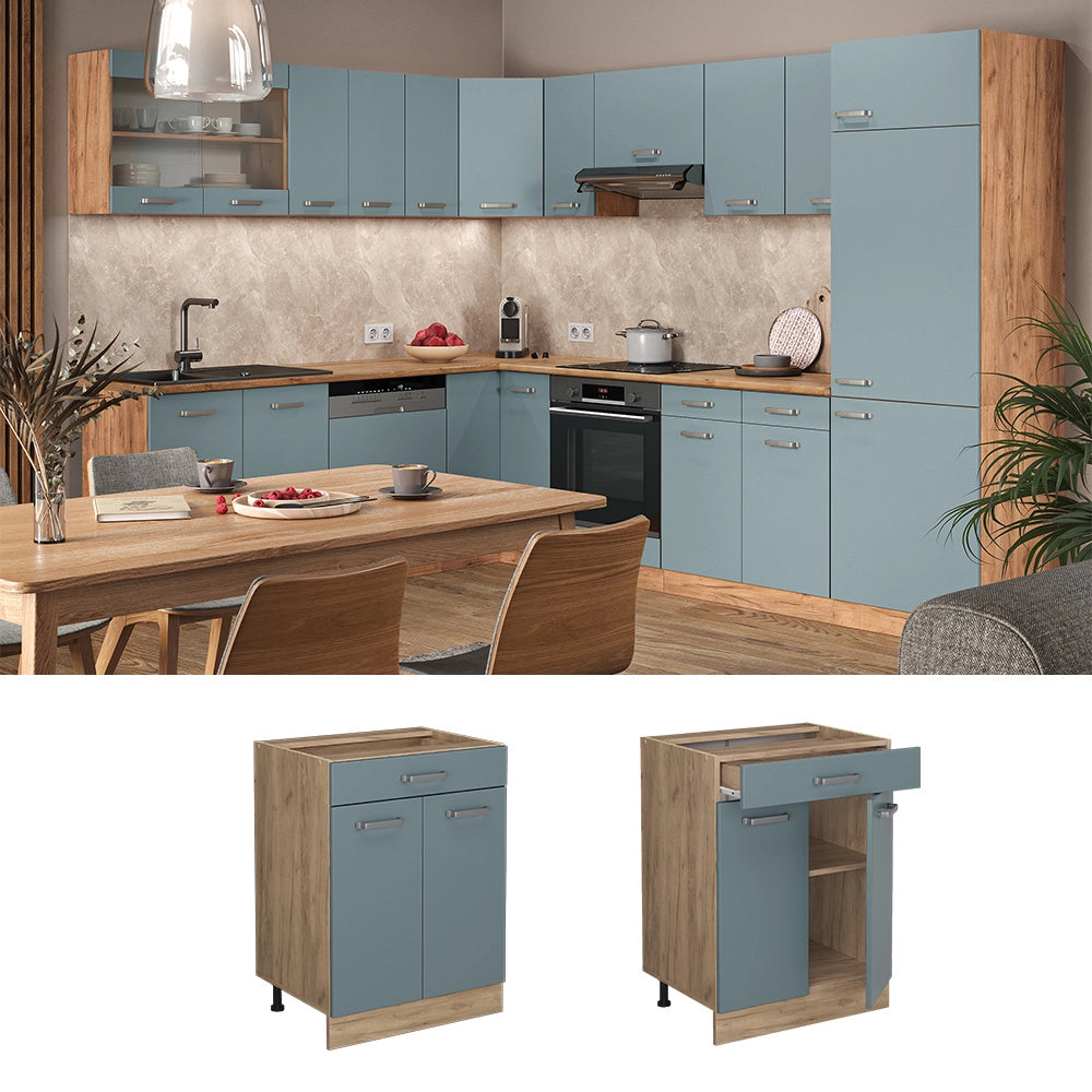 Vicco Mobiletto base per cucina Grigio-blu 60 cm con cassetto, senza piano di lavoro