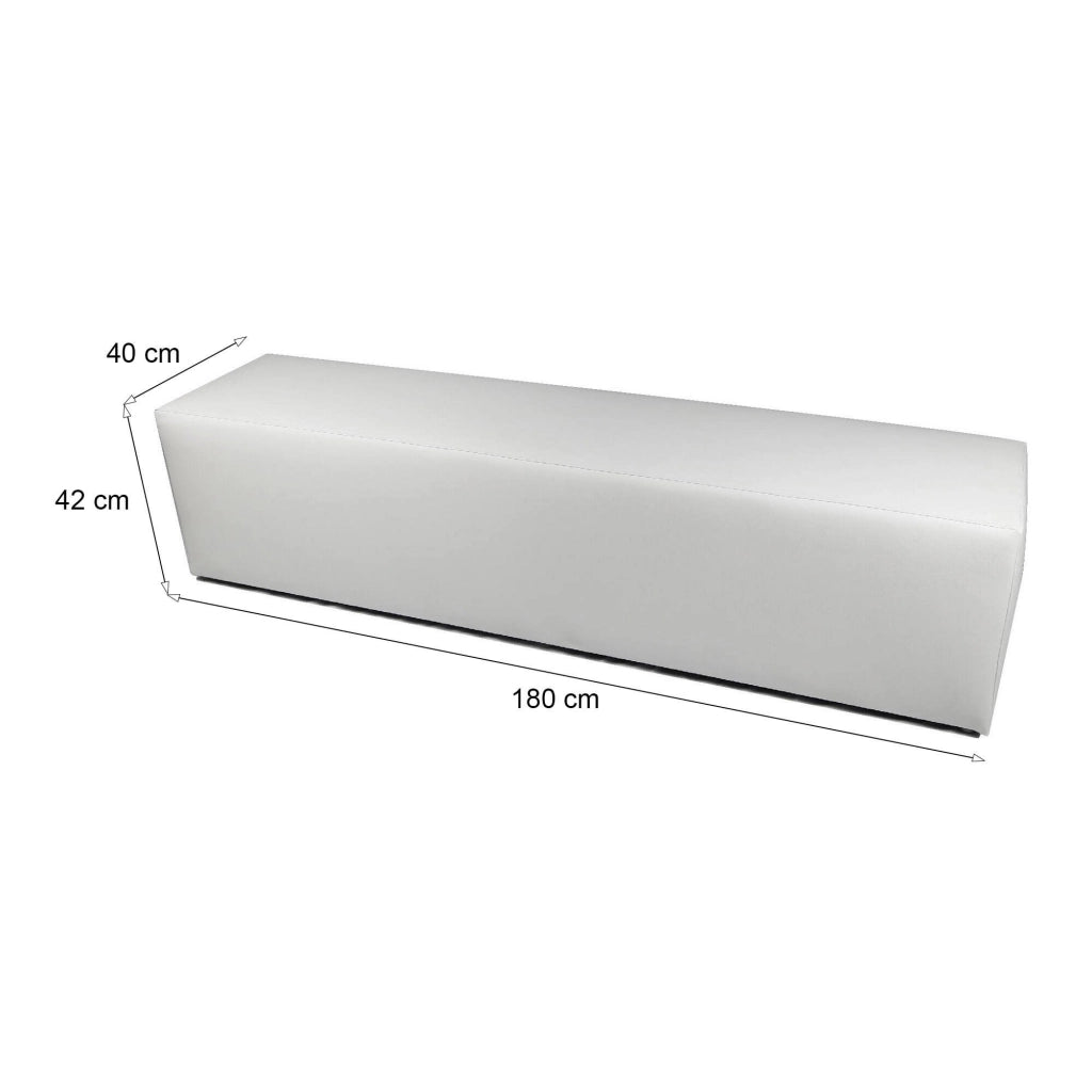 Pouf Apecchio, Poltrona multiuso, Poltroncina sacco, Pouf poggiapiedi, Made in Italy, 180x40 h42 cm, Bianco