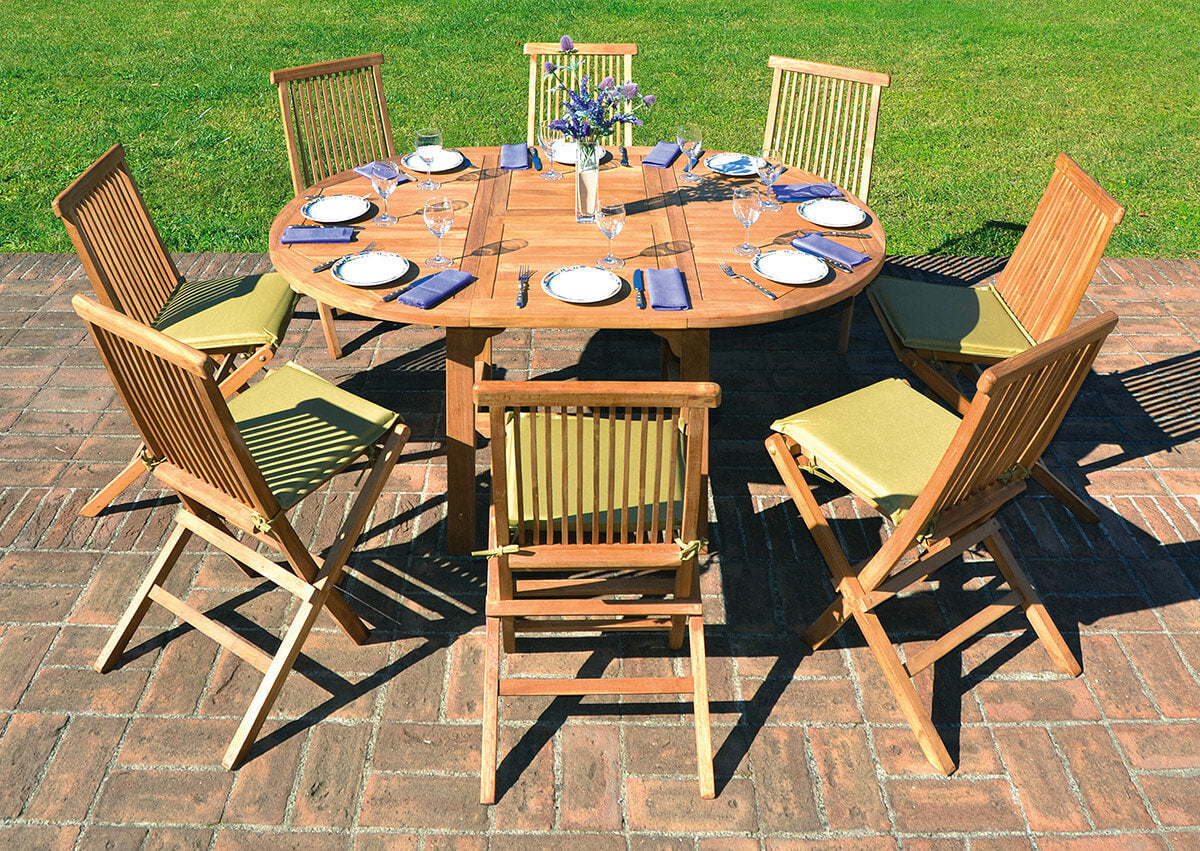 Tavolo Tondo Allungabile da Giardino Ø120 cm in Legno Teak Vorghini Capraia
