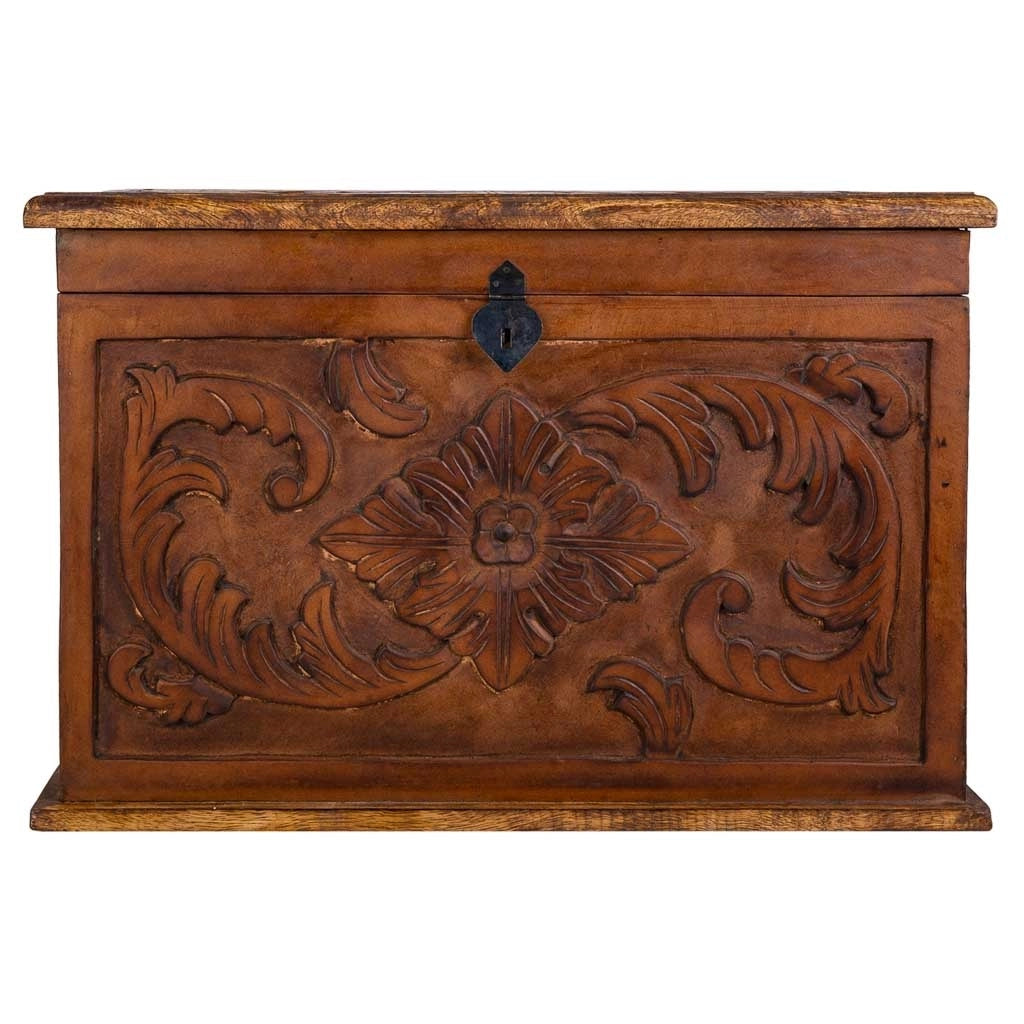 Baule in legno fatto a mano marrone 70x50x50h