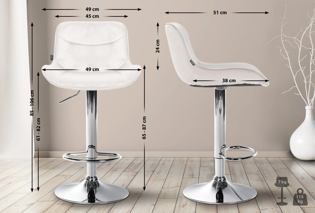 Barhocker Vonore Samt chrom