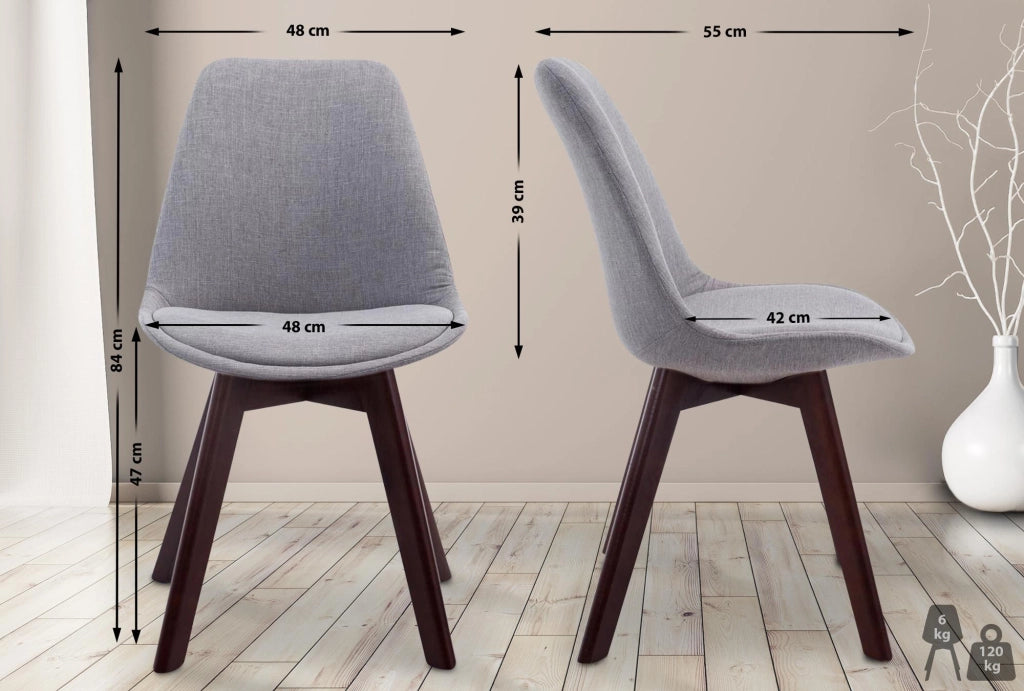 Sedia Borneo Tessuto V2 grigio,noce