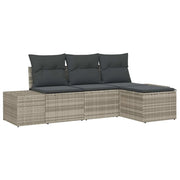 Set Divano da Giardino 4 pz | Set Salotto da Giardino Grigio chiaro polyrattan