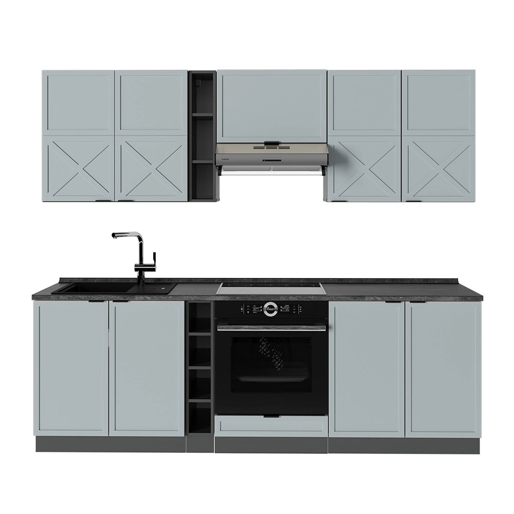 Cucina componibile Fame-Line Blu-grigio chiaro/Antracite 235 cm, PL Antracite Vicco
