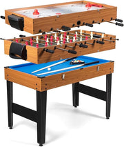 3 in 1 Tavolo da Gioco Multifunzionale, Tavolo da Biliardino con Calcetto Biliardo Hockey Scorrevole, Maniglia in Gomma, Struttura Stabile, per Casa Sala Giochi, 122x58x83 cm