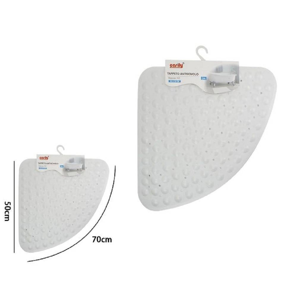 Trade Shop - Tappeto In Pvc Antiscivolo Triangolare Bianco Vasca Bagno Doccia 50 X 70cm 79732 -