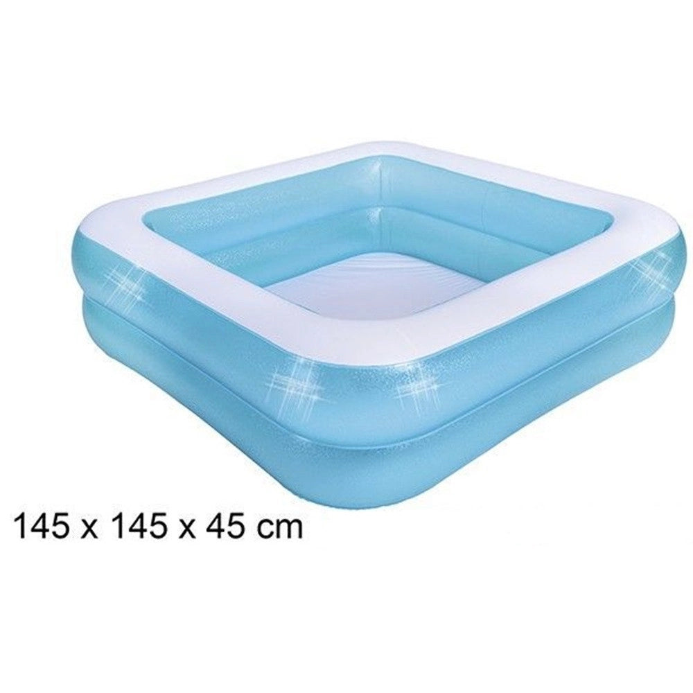 Trade Shop - Piscina Gonfiabile Quadrata A 2 Anelli 145 X 145 X 45 Cm Giardino Estate 016094 -
