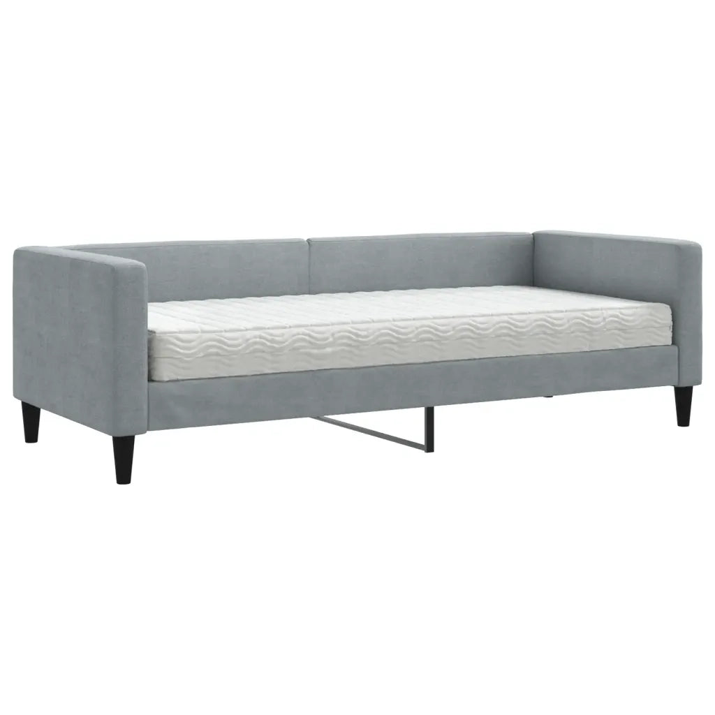 Divano Letto con Materasso Grigio Chiaro 80x200 cm in Tessuto 3196555