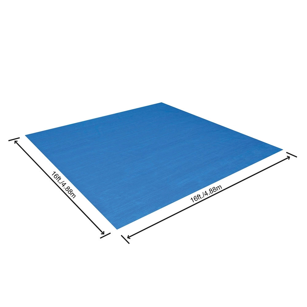 Trade Shop - Tappetino Telo Di Protezione Per Base Fondo Piscina In Pe 488 X 488 Cm Blu Quadrato 58003 -