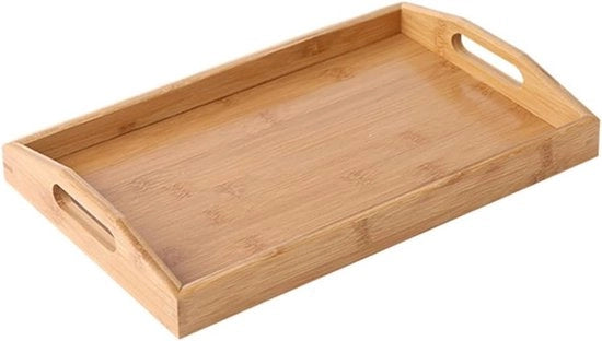 Piatto da Colazione in Bambù con Manico - 1 pezzo - Materiale in Legno - 45 x 33 x 5 cm