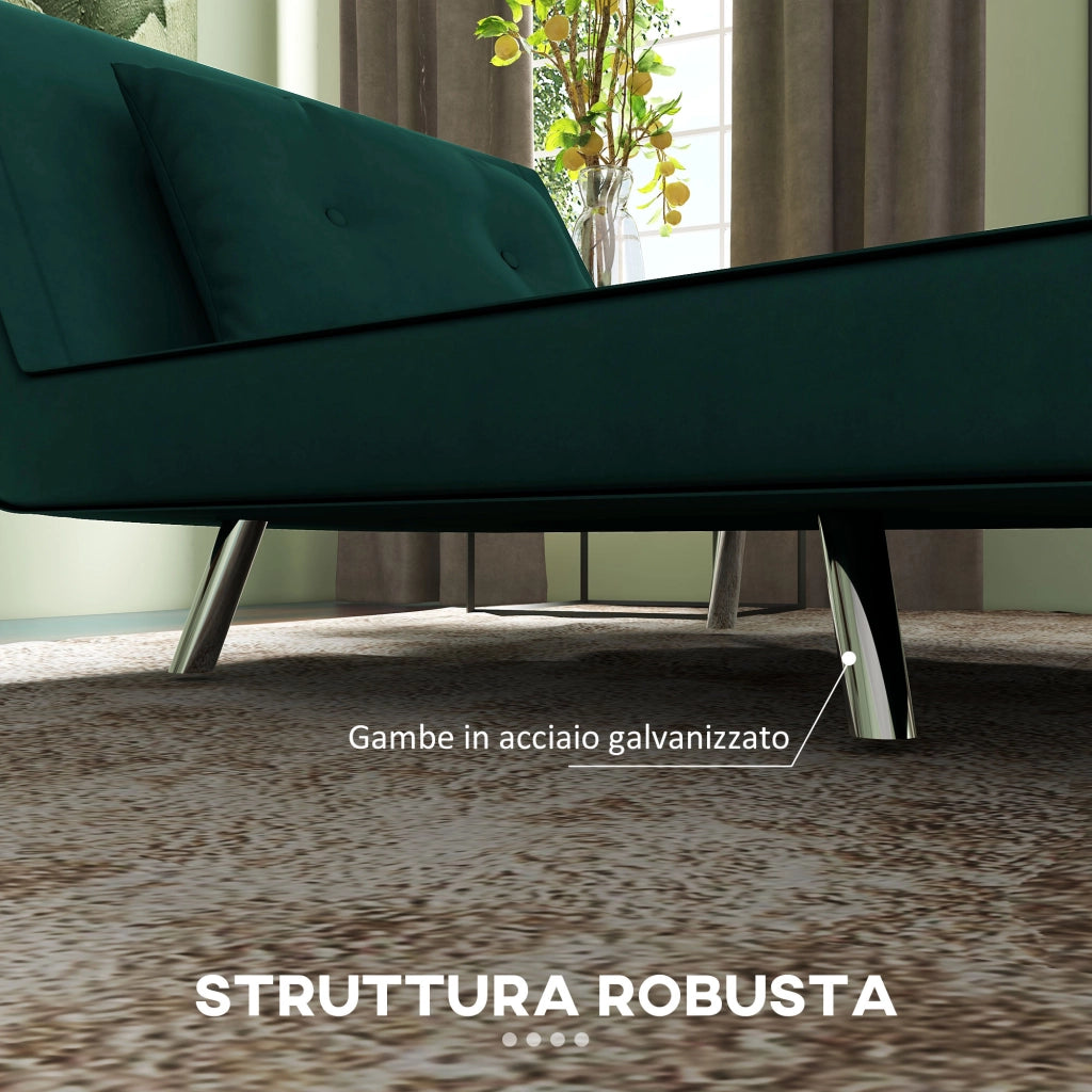 Poltrona Letto Singolo 3 in 1 ¨C zephmum ¨C Verde Scuro, Velluto, 100x88x83cm