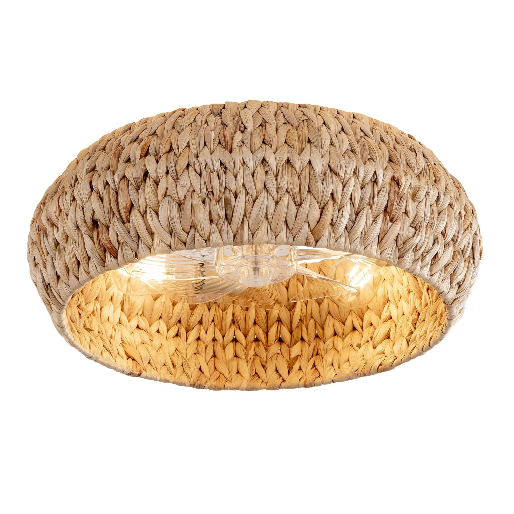 Ventilatore a soffitto con luce ¨C Minimal ¨C Rattan design, controllo app e telecomando, 19 pollici, bianco