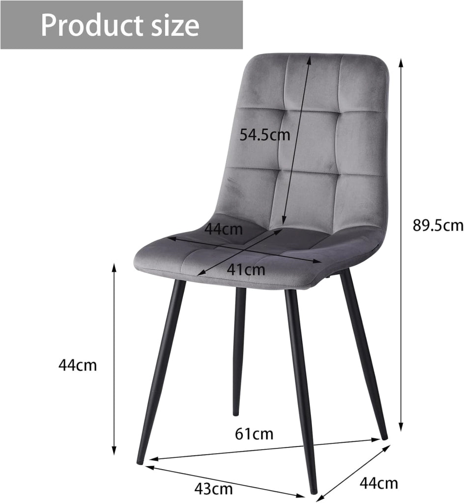 GrandCA HOME Set di 8 Sedie da Pranzo con Seduta Imbottita in Velluto, Sedie da Cucina Moderne con Gambe in Metallo, Grigio-HL