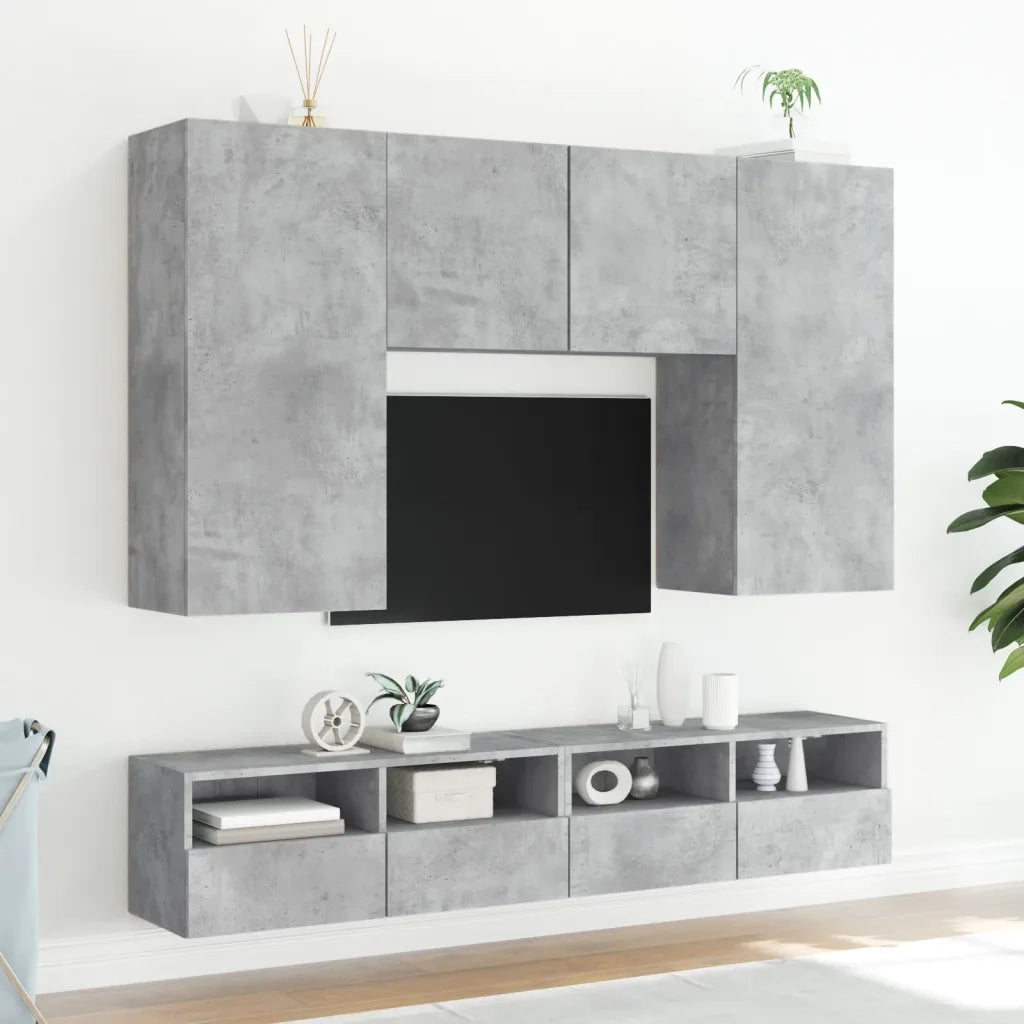 Mobile TV a Parete Grigio Cemento 100x30x30cm Legno Multistrato 836888