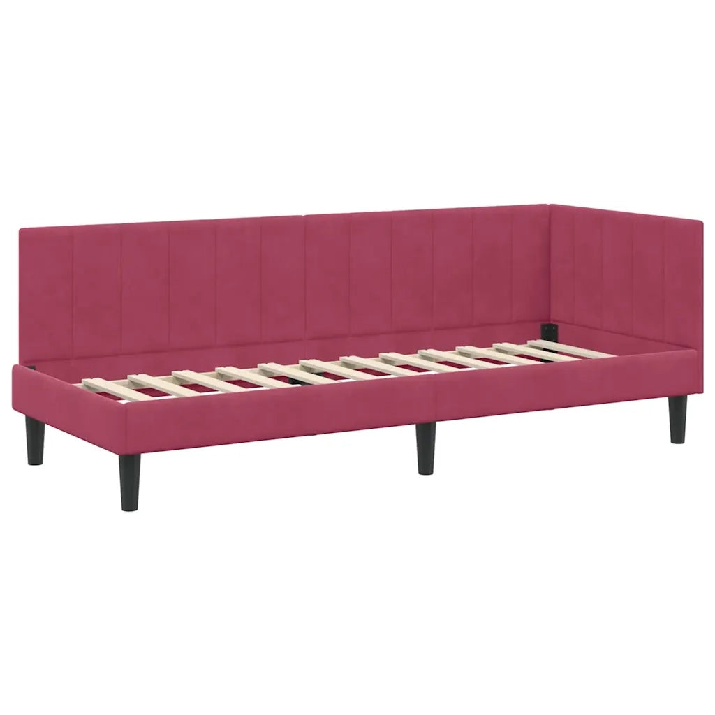 Cornice del letto ad angolo Rosso Vino 80 cm x 200 cm Velluto