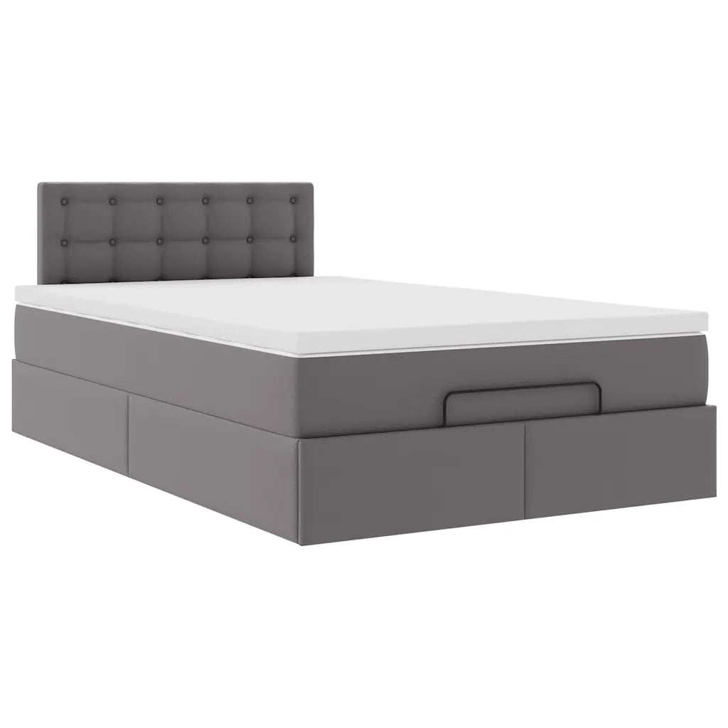 Struttura Letto Pouf con Materasso Grigio 120x200 cm Similpelle 3312150