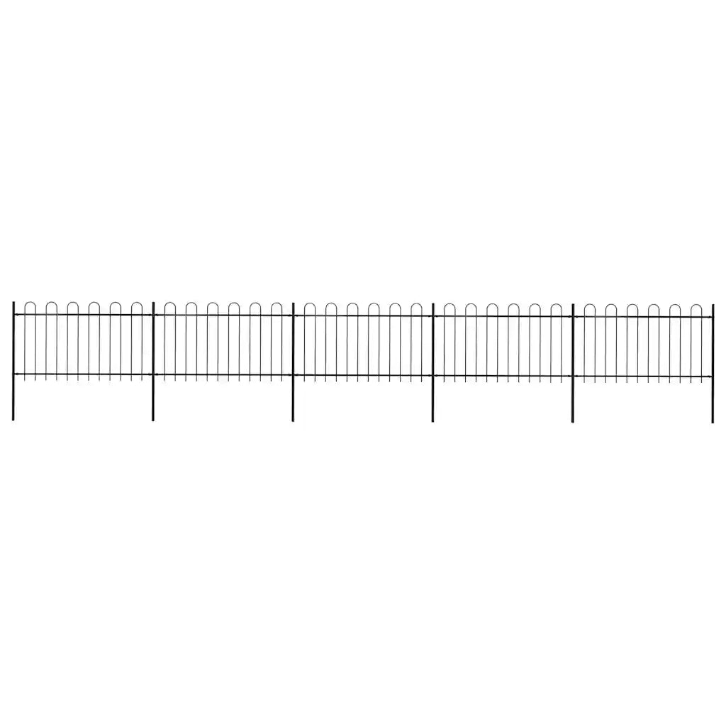 Recinzione da Giardino con Parte Superiore ad Anello in Acciaio 838x100 cm Nero 277660