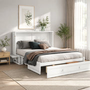 LETTO A SCOMPARSA 140x200 cm Bianco in pino e MDF con cassetto e ripiani