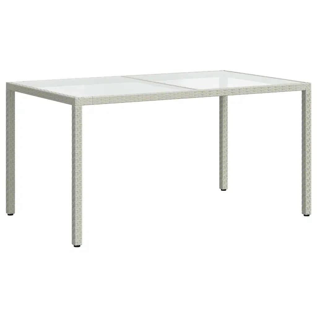 Tavolo Giardino 150x90x75cm Vetro Temperato Polyrattan Bianco