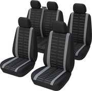Set di sostegni per sedile per auto completo 5 punti per sostegni per sedili anteriori con 1+2 doppie coperture per sedili Passagiere sedili Estate Crew Van Estate MPV Grigio
