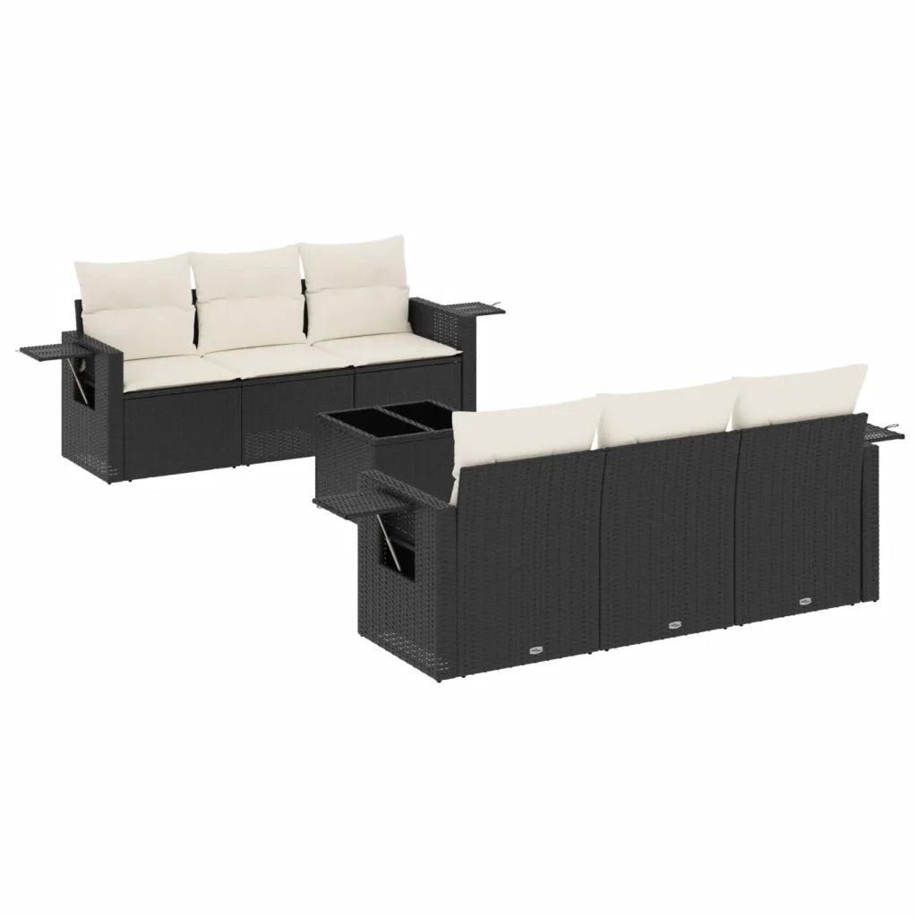 Set Divani da Giardino con Cuscini 7pz Nero Polyrattancod mxl 88097