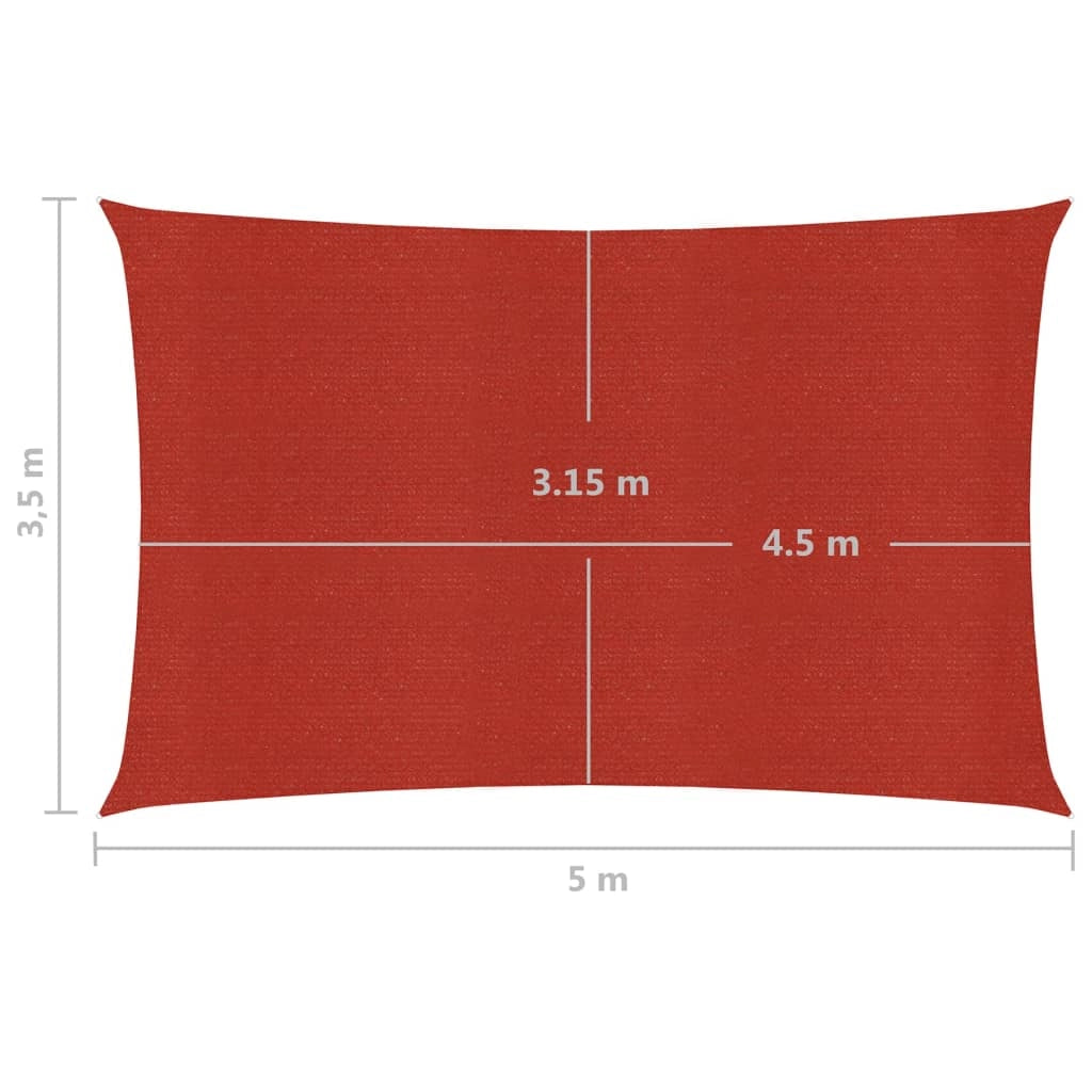Vela ombreggiante/ombrellone 160 g/m² rosso 3,5 x 5 m HDPE 02_0009261