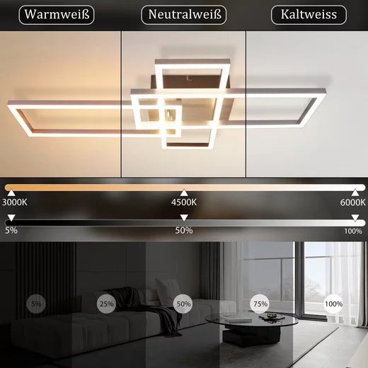 ZMH Lampada da soffitto LED geometrica dimmerabile argento 36W 64CM per casa moderna