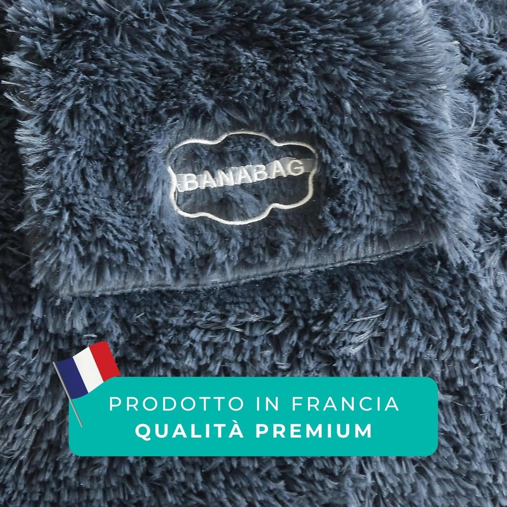 Pouf Poltrona a Sacco Gigante in Pelliccia Sintetica - Ultra Morbido e Confortevole - Fodera Lavabile - Imbottitura in Schiuma, Qualità Premium - Bean Bag XXL (140 cm, Grigio)