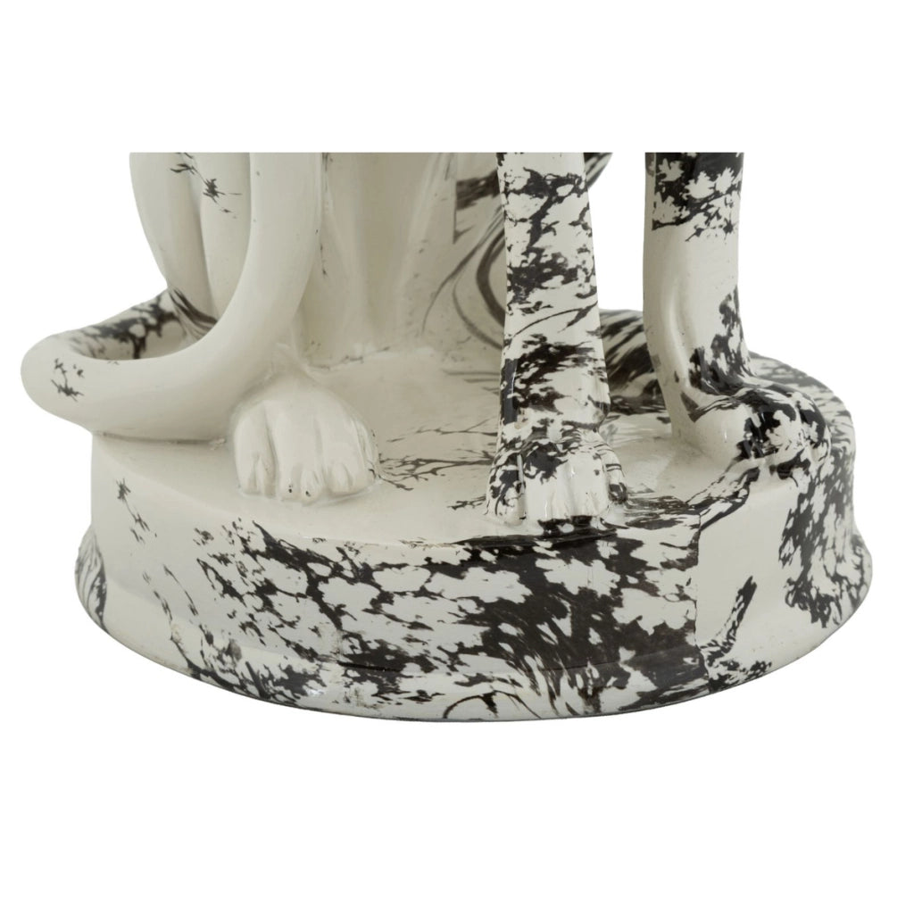 Scultura leopardo in poliresina bianco e nero
