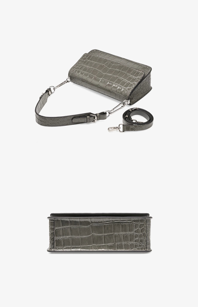 Borsa da donna in vera pelle, borsa da spiaggia, borsa a tracolla semplice, grigia