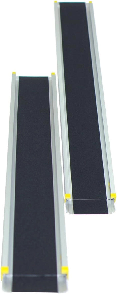 Set di 2 Rampa per Sedie a Rotelle in Alluminio, 3 Lunghezze, Rampa Telescopica Regolabile con Superficie Antiscivolo, con Serrature di Sicurezza, per Gradini Fino a 61 cm (91,5-152,5 cm)