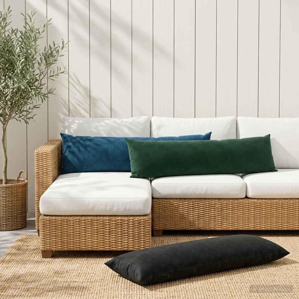 Cuscino con cuscino HEERLEN Blu 40 x 145 cm Velluto 926097