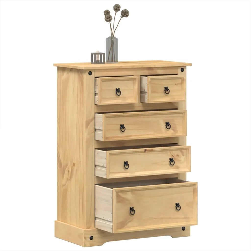 Cassettiera Corona 80x43x114 cm in Legno Massello di Pino 4005671