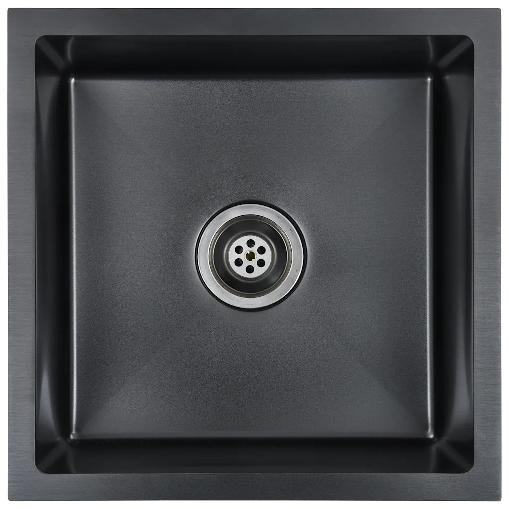 Lavello da Cucina Lavorato a Mano Nero in Acciaio Inox 145083