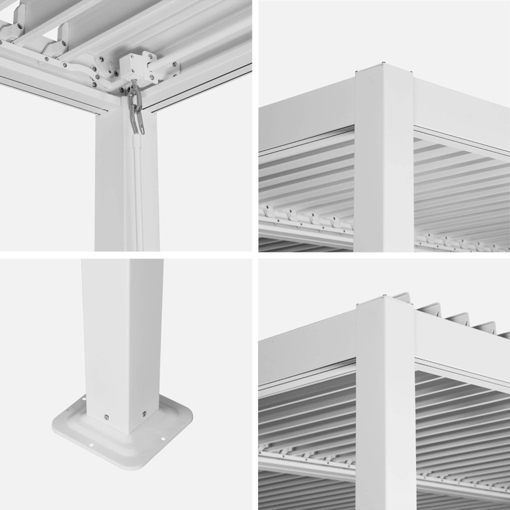 Pergola bioclimatica 3.6x3.6m in alluminio e acciaio con lamelle