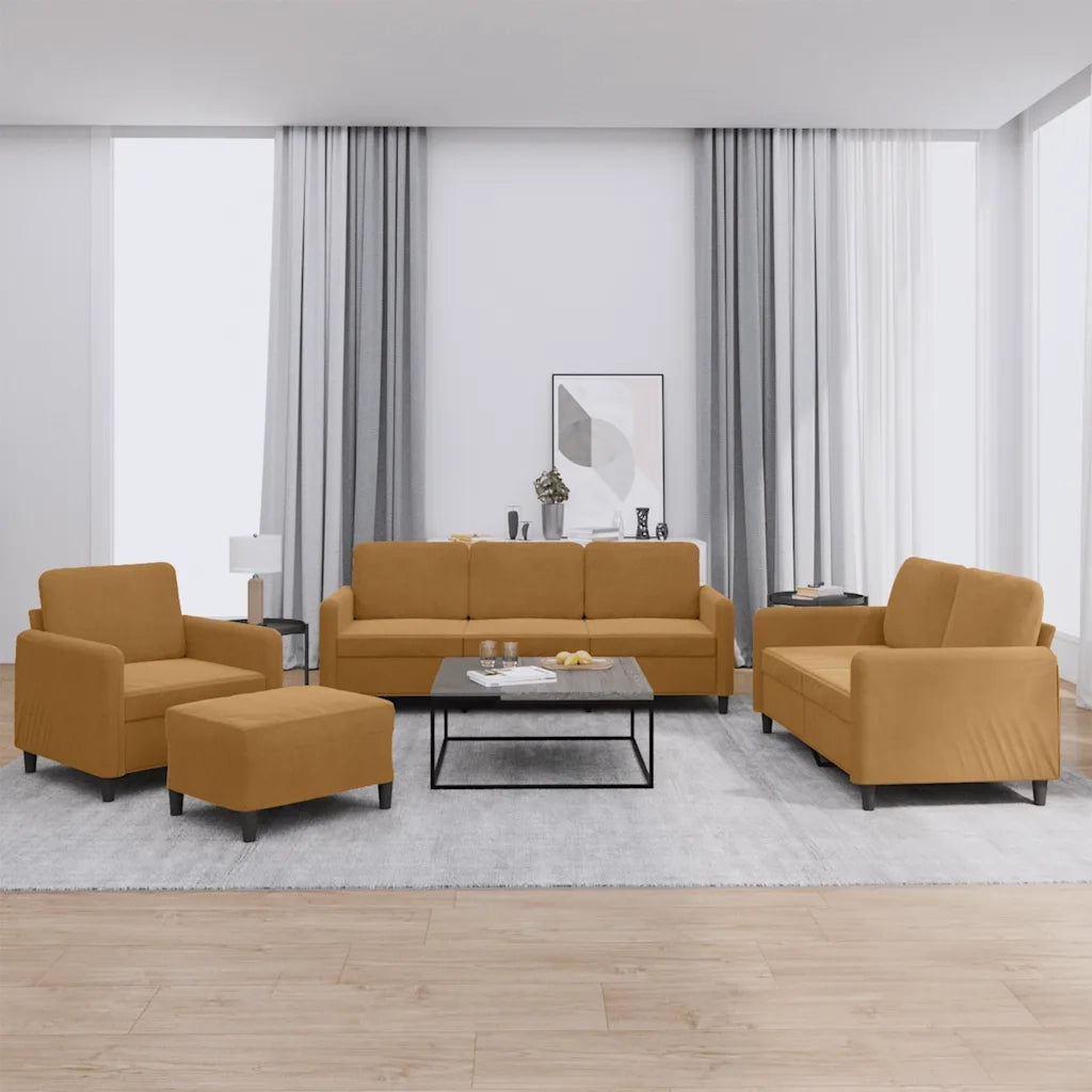 Set di Divani 4 pz Marrone in Velluto