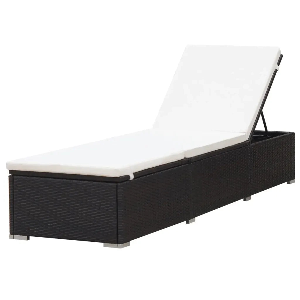 Lettino Prendisole con Cuscino in Polyrattan Marrone 44403