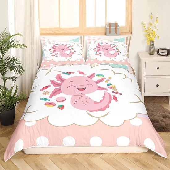 Tappeto per Soggiorno Axolotl - Camera da Bambina Kawaii - 1 pezzo - Microfibra - 155 x 220 cm