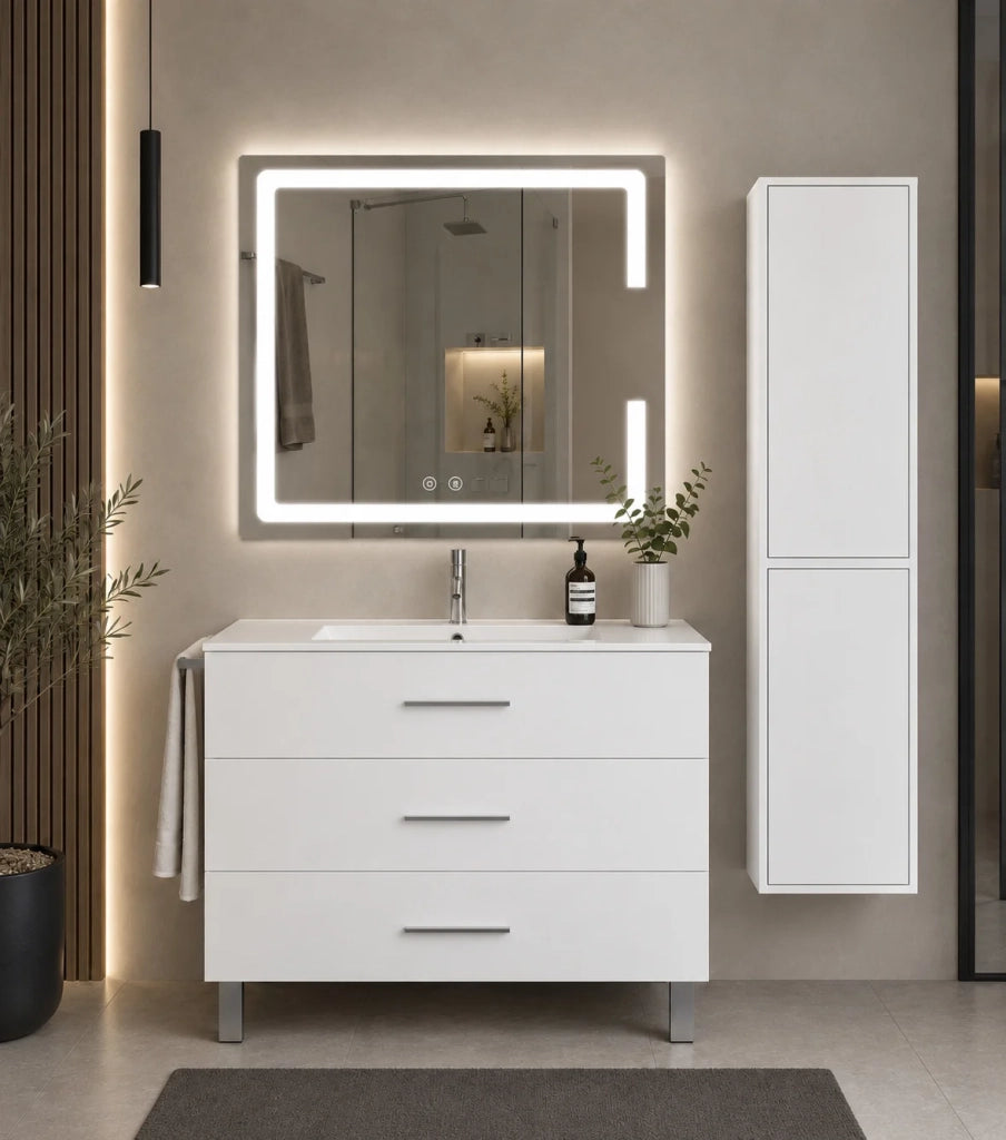Mobile bagno con lavabo ORIGENBATH RIBERA senza specchio 90x45 cm bianco con colonna