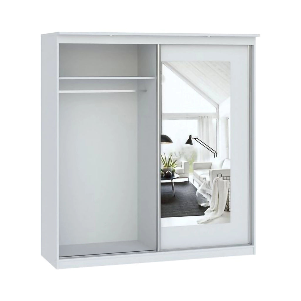 Armadio Camera da Letto Lesale, Guardaroba 2 Ante 5 Ripiani, 180x195h cm Bianco