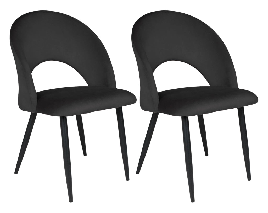 Sedia da pranzo imbottita in velluto nero - Zoe (2 pz) - SD10ZOPM