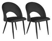 Sedia da pranzo imbottita in velluto nero - Zoe (2 pz) - SD10ZOPM