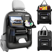 Organizzatore di auto con protezione del sedile posteriore - Organizzatore di sedile auto realizzato in pelle in PU con tavolo da pranzo pieghevole per tablet e protezione del sedile posteriore impermeabile
