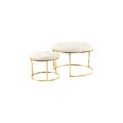 Set di 2 Pouf Myla in velluto avorio e oro