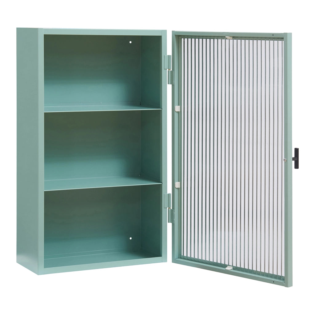 Armadietto a Parete Zundert Pensile ad Anta in Vetro Scanalato 60 x 35 x 15 cm - Menta Verde [en.casa]