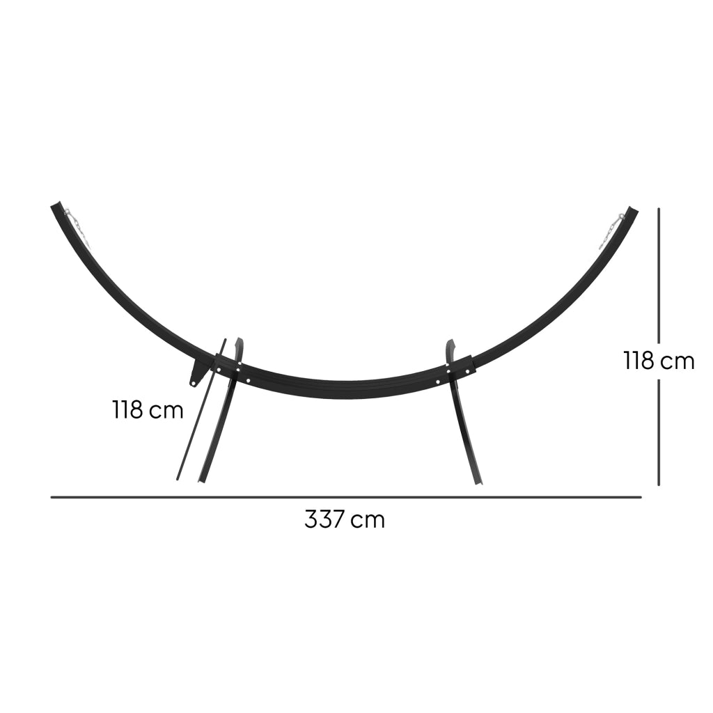 Supporto per amaca in metallo con ruote ¨C zephmum ¨C nero 337x118x118 cm